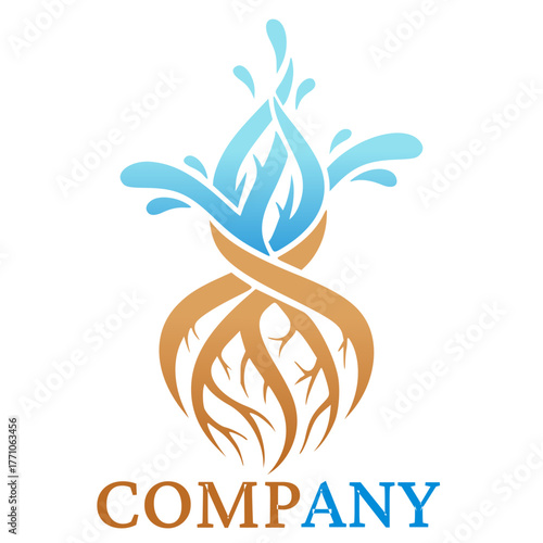 An abstract logo combining organic and fluid design elements