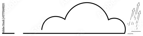Cloud with arrows symbolizing data upload or transfer. Ideal for technology, innovation, connectivity, communication, cloud storage, modern computing, simple flat metaphor
