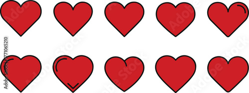 Spread the love with these ten red hearts, perfect for Valentine's Day projects, social media posts, or adding a touch of romance to your designs