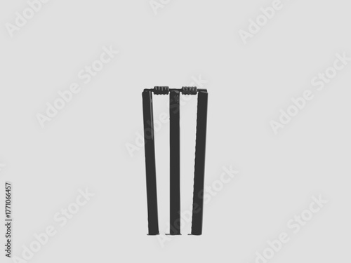 Dark cricket stumps and bails sport equipment vector