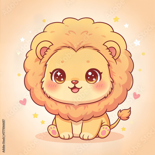 Kawaii lion cute