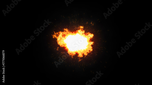 Fiery Muzzle Flash Black Background