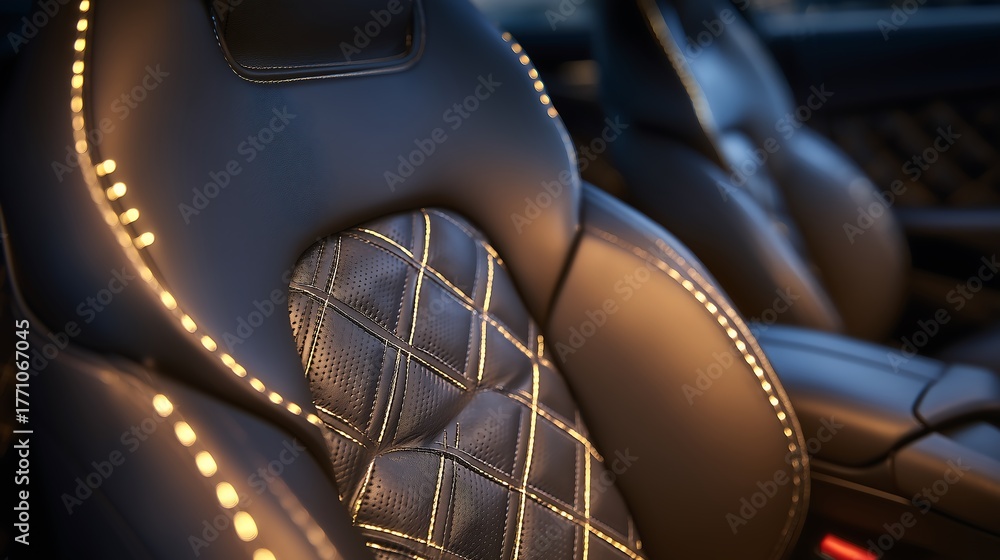 Obraz premium Car seat detail with illuminated stitching