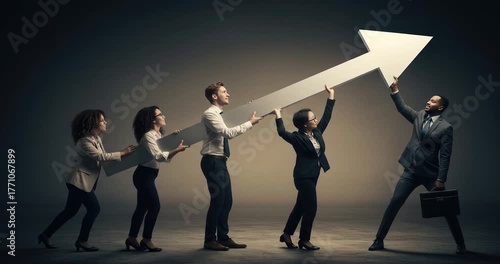 business man and woman with arrow