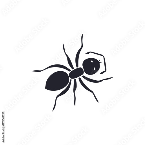 Silhouette style minimal ant t-shirt design featuring clean black vector art of a tiny hardworking ant, perfect for nature lovers, insect enthusiasts, minimalist design fans, motivational apparel, and