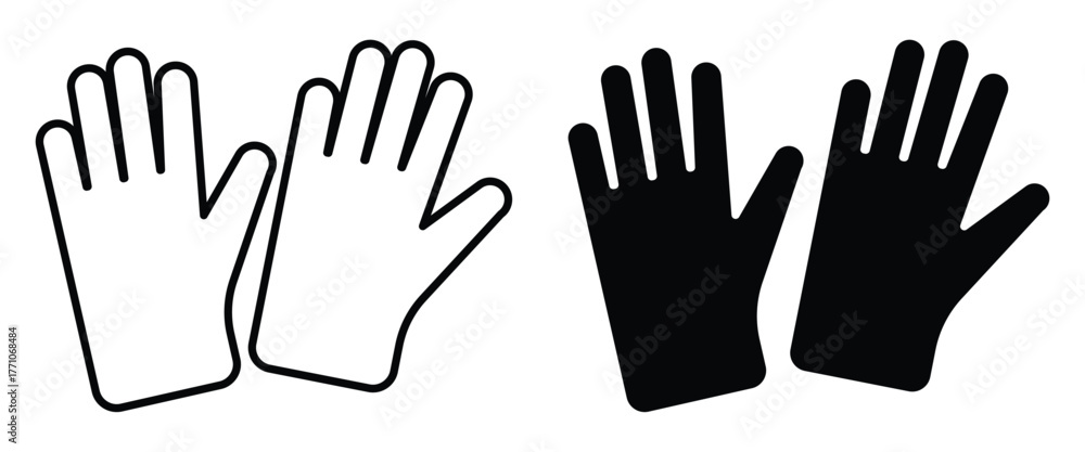 Obraz premium Pair of Gloves in Black and White Silhouette for Creative Designs