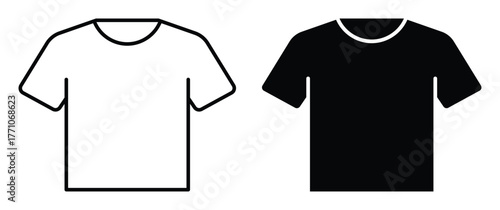 Simple Outline of White and Black T-Shirts on a Minimalist Background