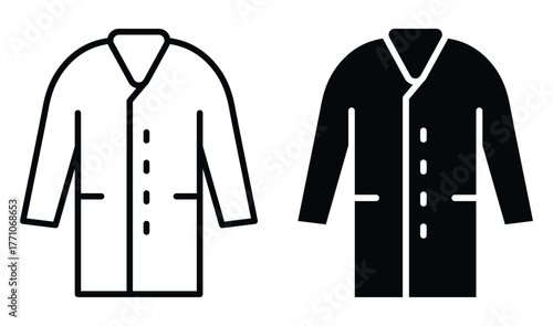 Minimalist Icon of a Lab Coat in Two Color Variations for Medical Use