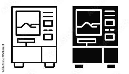 Vintage Style Vending Machine Icon Outline Graphic for Design Projects