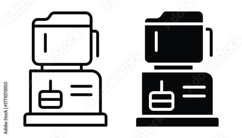 Vector Illustration of Stand Mixer in Line Art and Solid Style