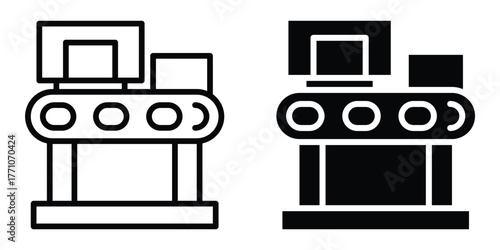 Minimalist conveyor belt illustration in black and white for design projects