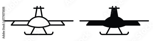 Graphic Representation of Airplane Outline in Black and White Styles