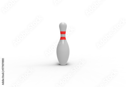Photography bowling pin front view with shadow 3d render