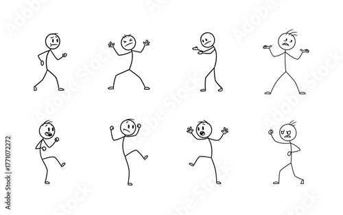 Stick Figures Representing Various Emotions and Actions in a Simple Drawing