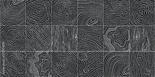 Collage wood texture, wood pattern mosaic, seamless pattern, black and white, vector panel