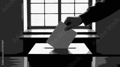 Illustration vote election ballot voting democracy government political hand box window choice