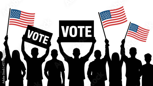 Vote election american flag political campaign patriotic democracy government silhouette united states vote now