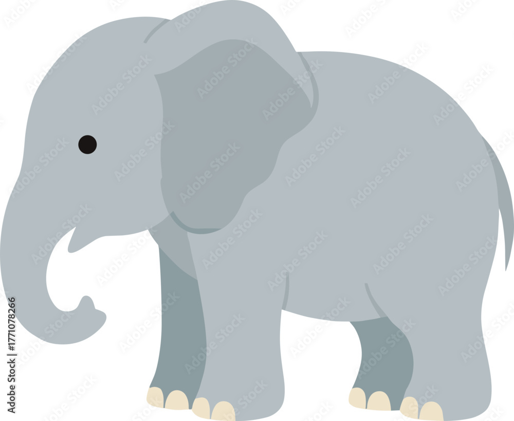 Obraz premium Flat Design Gentle Elephant Illustration in Soft Gray Colors