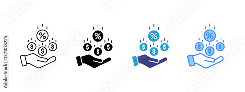 Dividend icon set multiple style collection