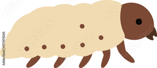 Simple Flat Style Termite Larva Cute Insect Pest Control Illustration