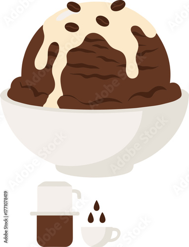 chocolate dessert with coffee beans and cream clip art preview