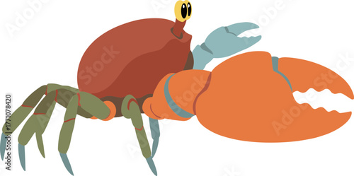 Cartoon Flat Graphic Art Crab Character Animal Illustration Underwater Wildlife