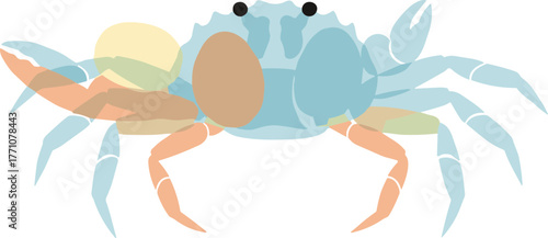 Minimalist Flat Style Blue Crab Sea Animal Illustration Graphic Element
