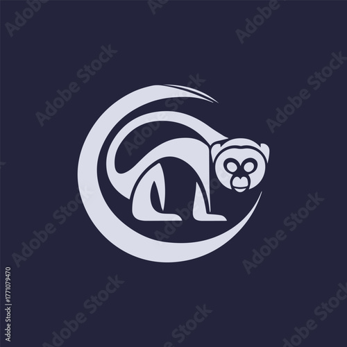 Silhouette style minimal gibbon t-shirt design featuring elegant black vector art of a swinging gibbon, perfect for wildlife lovers, jungle explorers, animal enthusiasts, minimalist fashion fans, and 