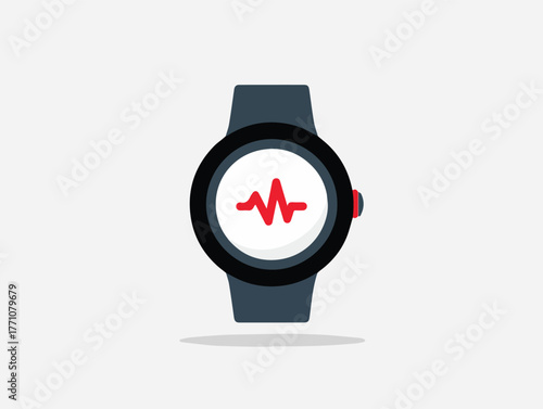 Smartwatch Vital Signs: A modern smartwatch displays a vibrant red heartbeat, a symbol of health, technology, and contemporary well-being.