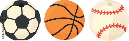 A Trio of Sporting Spheres Soccer Basketball and Baseball Representing Athletic Endeavors and Team Spirit