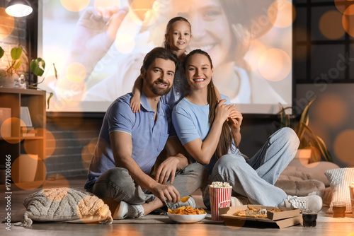 Family during watching of m...