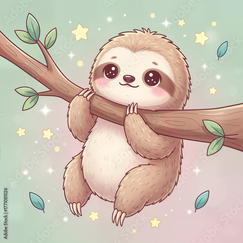 Cute Sloth Brown Kawaii
