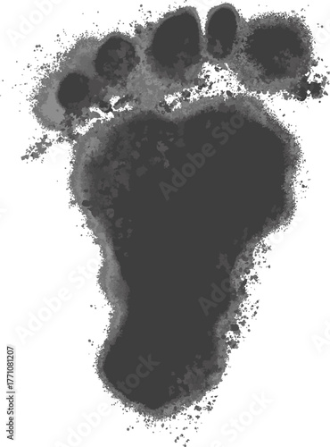 血しぶき付きの怖い足の跡　シルエット