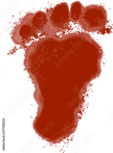 血しぶき付きの怖い足の跡　シルエット