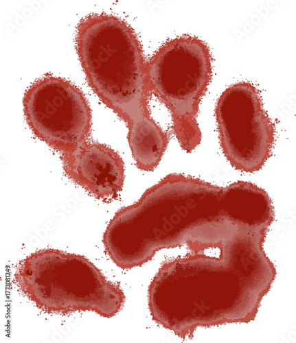 血しぶき付きの怖い手の跡　シルエット
