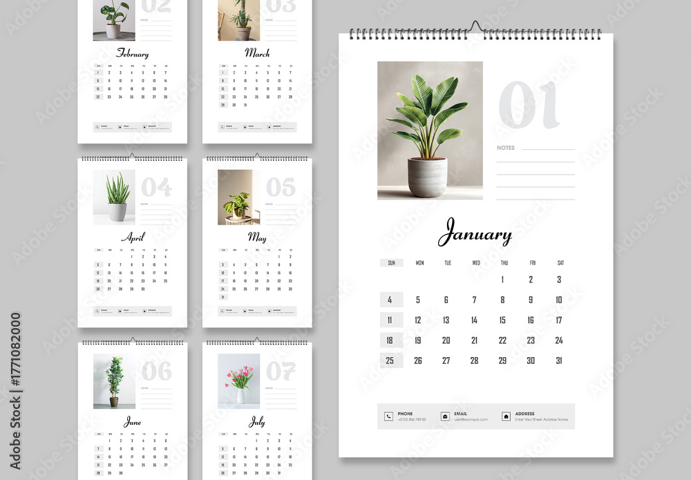 Modern Wall Calendar 2026 Template with Minimalist Layout Stock ...