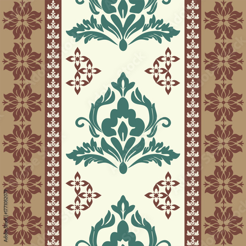 Elegant Seamless Ornamental Border with Vintage Floral Motifs