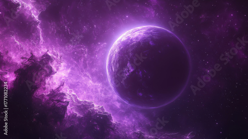 Fototapeta Naklejka Na Ścianę i Meble -  Brilliant purple space backdrop that is artistic