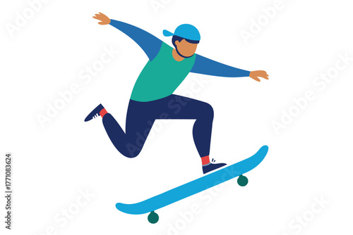 Skateboarder performing a trick skateboarder in action sport