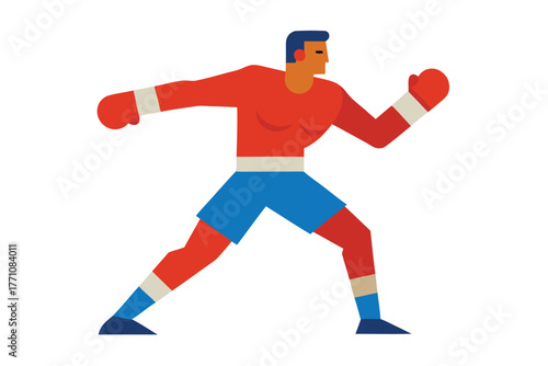 A determined boxer in a fighting stance, ready to strike opponent