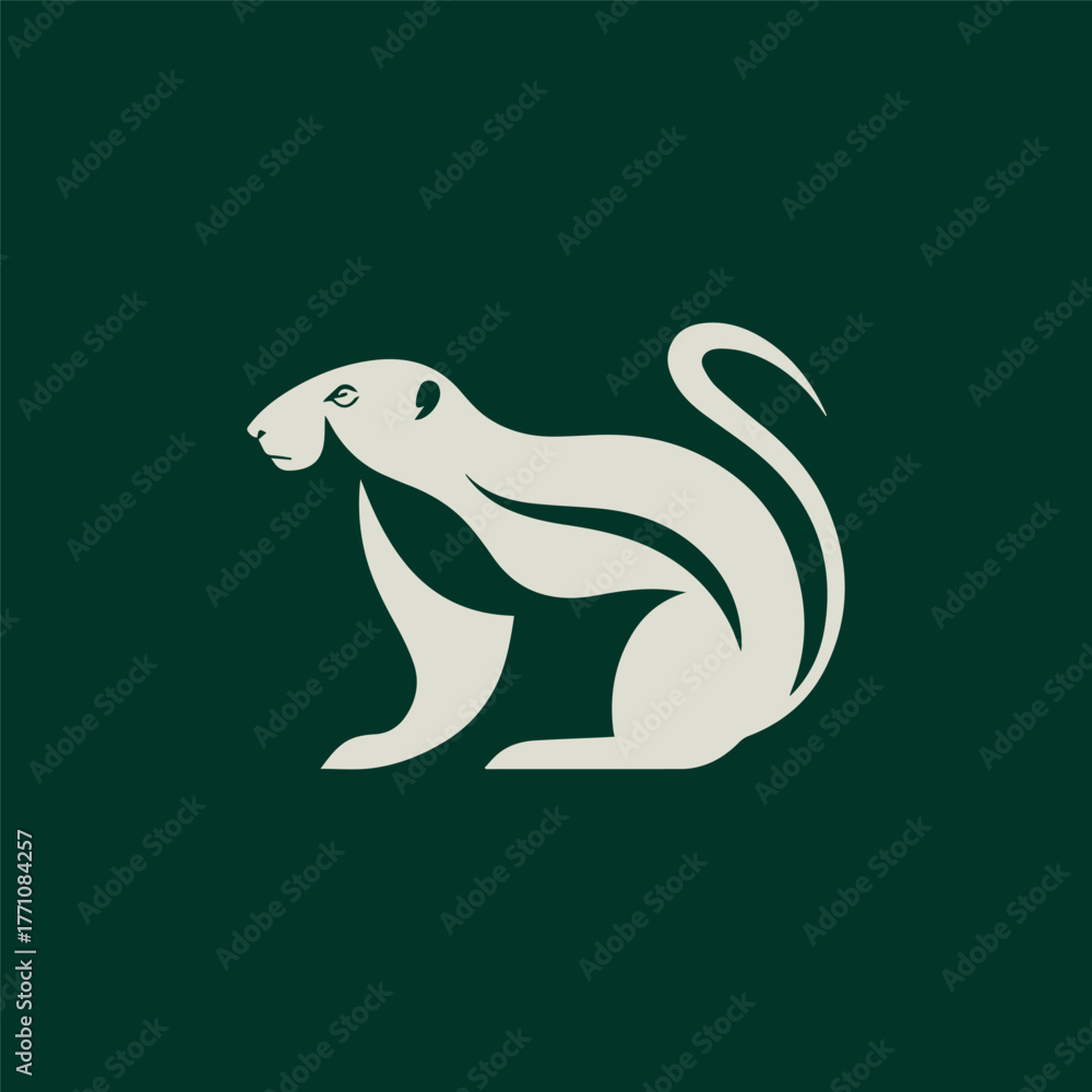 Obraz premium Silhouette style minimal marmot t-shirt design featuring simple black vector art of a marmot, perfect for wildlife lovers, mountain explorers, nature enthusiasts, minimalist art fans, outdoor adventur