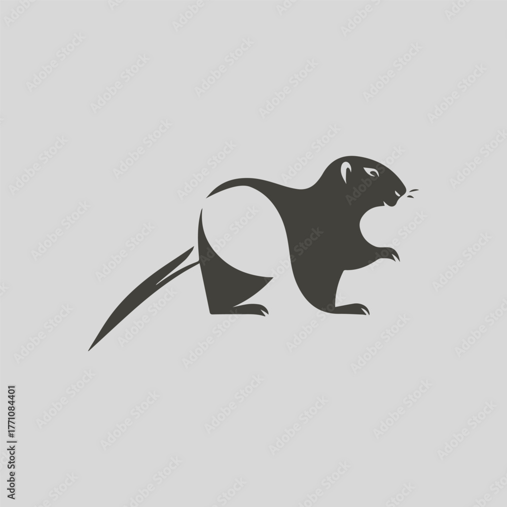 Obraz premium Silhouette style minimal marmot t-shirt design featuring simple black vector art of a marmot, perfect for wildlife lovers, mountain explorers, nature enthusiasts, minimalist art fans, outdoor adventur