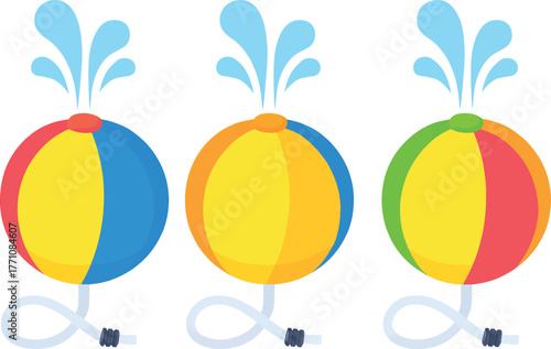 Vibrant Water Balloon Vector Illustration for Summer Fun and Playful Activities with Colorful Designs and Water Sprays