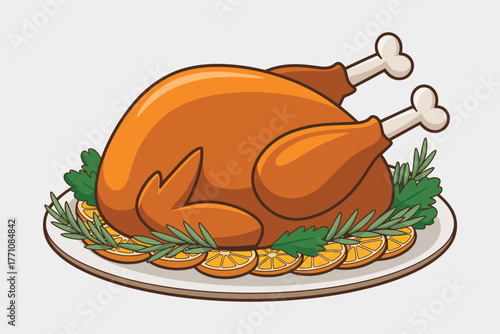 Roasted chicken meal served on plate