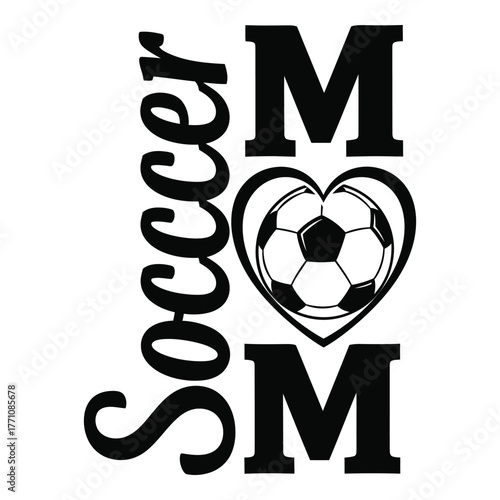 Soccer mom heart design with black and white theme