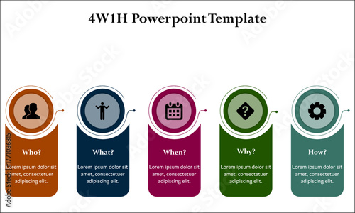 2W1H Power point template. Infographic template with icons and description placeholder