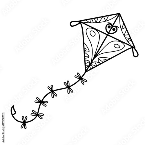 kite illustration vector style coloring page