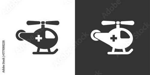 Medical helicopter icon. Solid glyph series icon