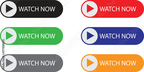 Watch video buttons. Watch video vector buttons isolated with white background