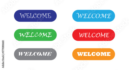 Welcome” text designs in multiple fonts and styles. Welcome" Text Graphics typography vector